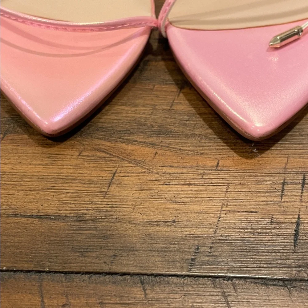 La Femme Shimmering Pink Lace-Up Heels - Picture 6 of 7